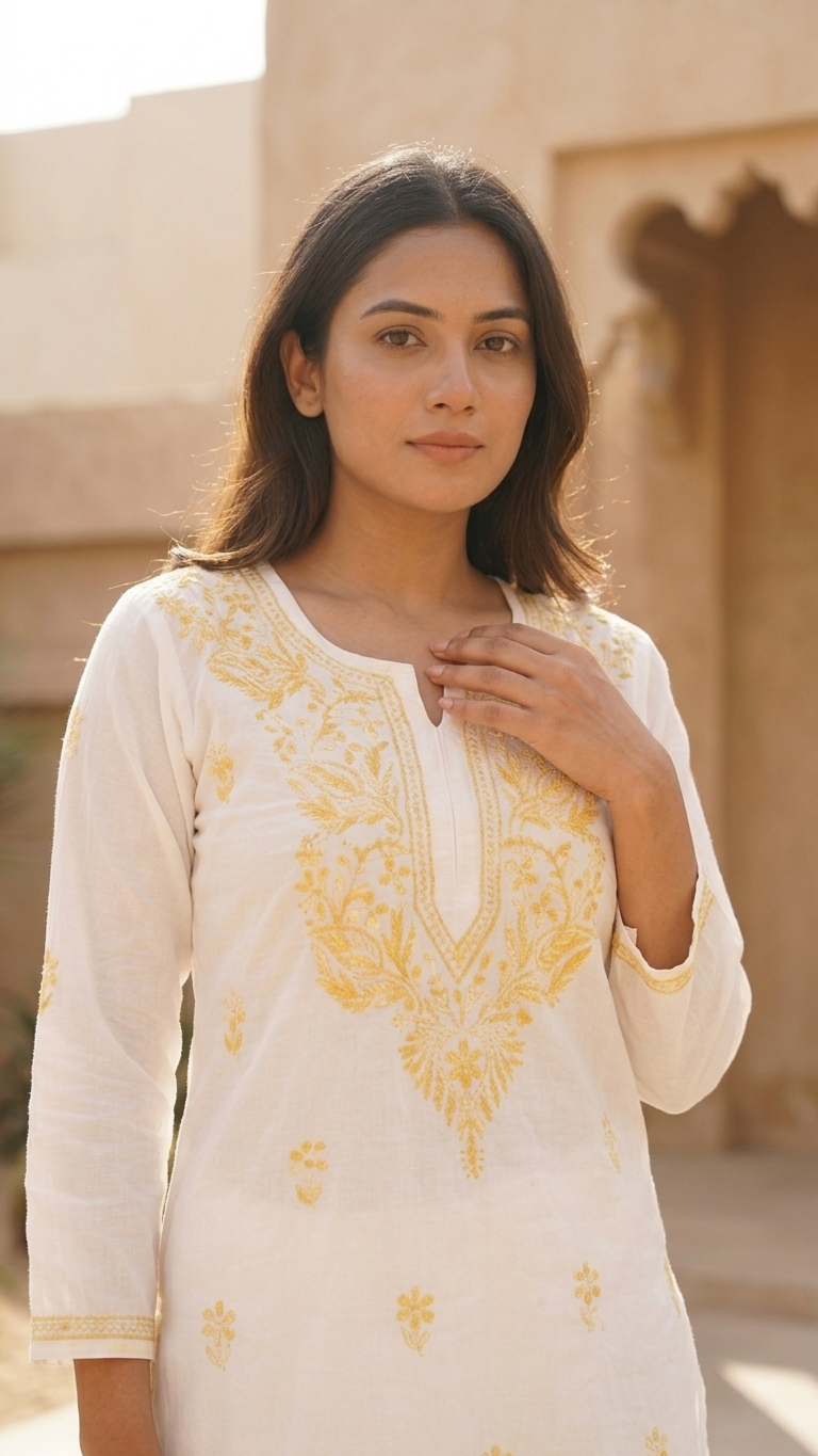 Ivory Bloom Chikankari Kurti Collection