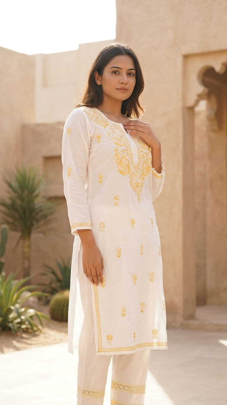Ivory Bloom Chikankari Kurti Collection