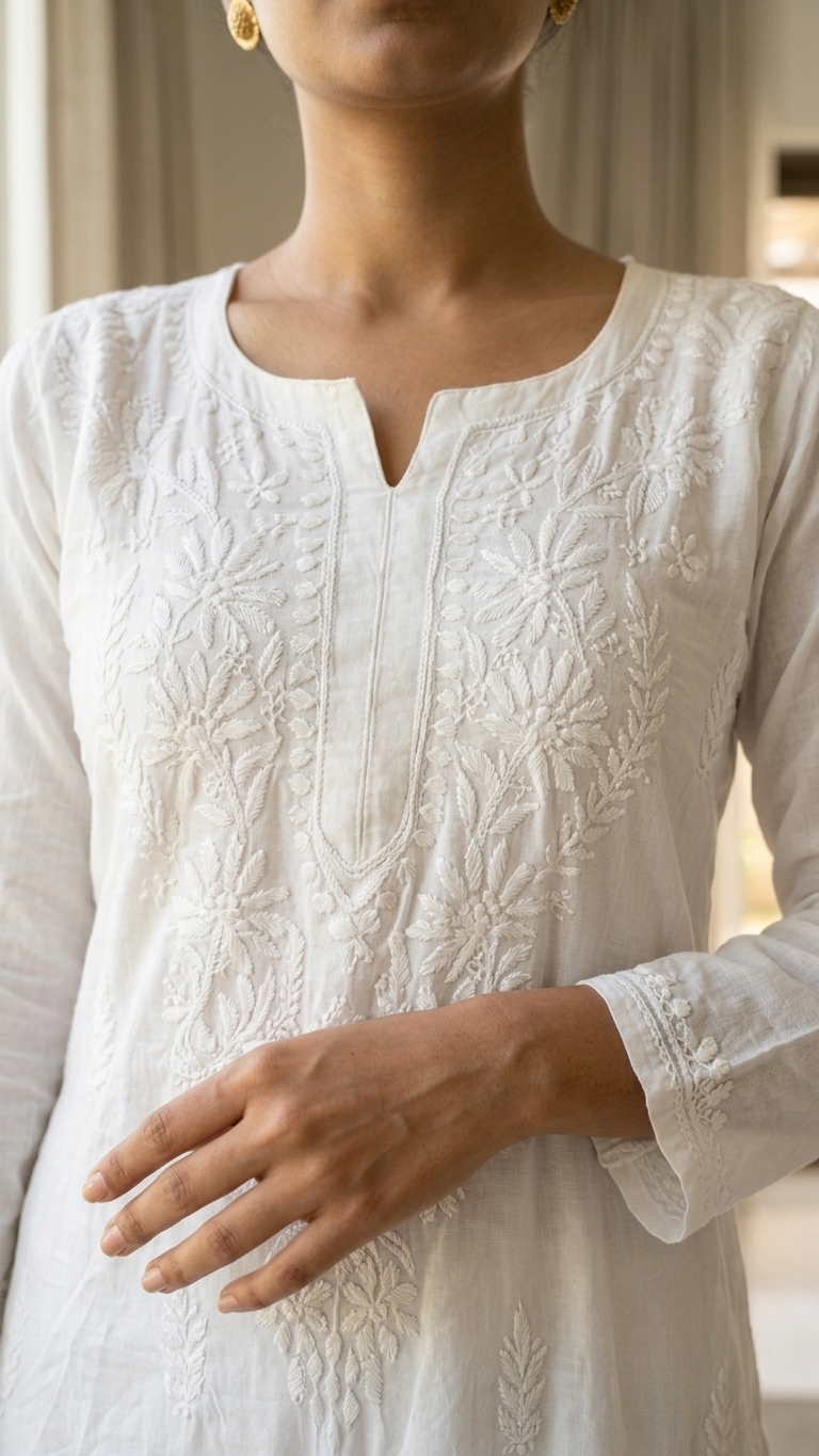 Viscose Kurti with Ghasspatti Design