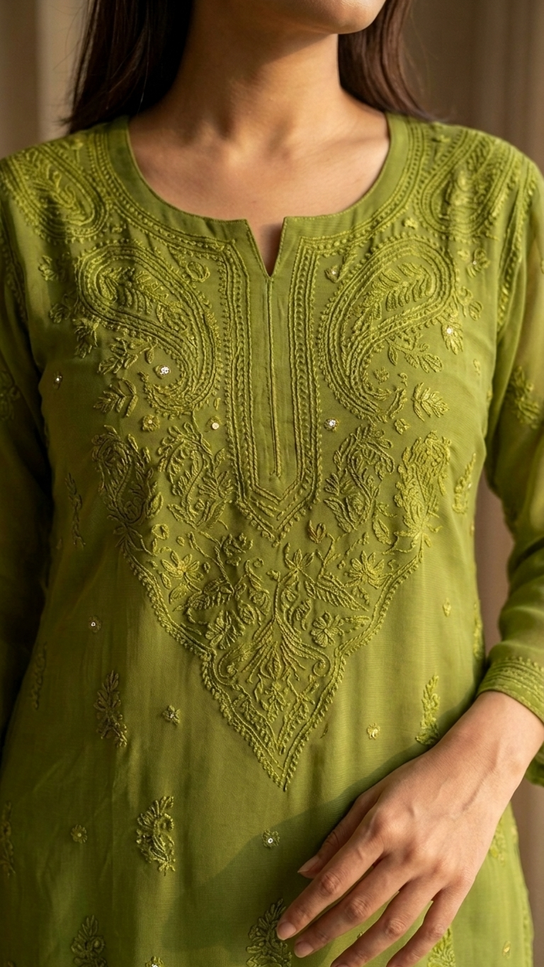 Viscose Galaboti Kurti with Mukaish work
