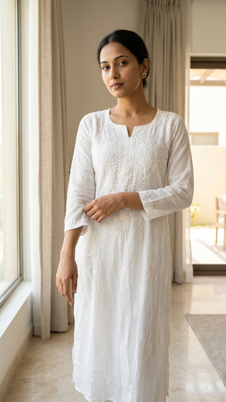 Viscose Kurti with Ghasspatti Design